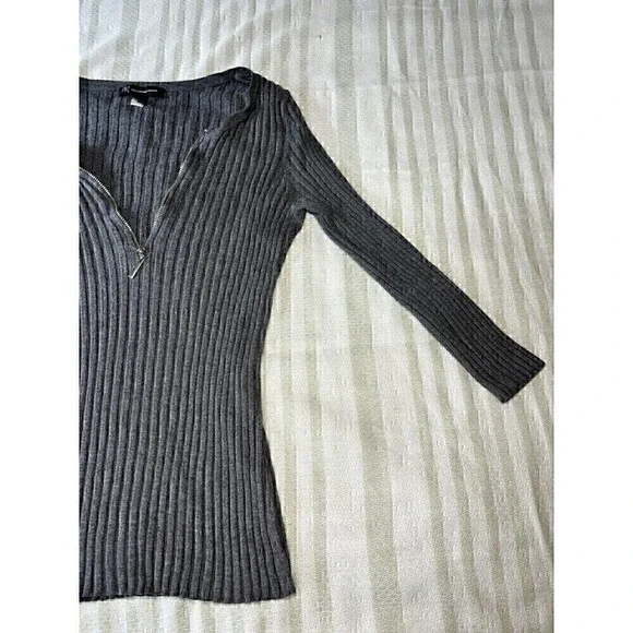 INC International Concepts Long Sleeve Juniors Large Ribbed Front Zipper Y2K 90s - Picture 3 of 11